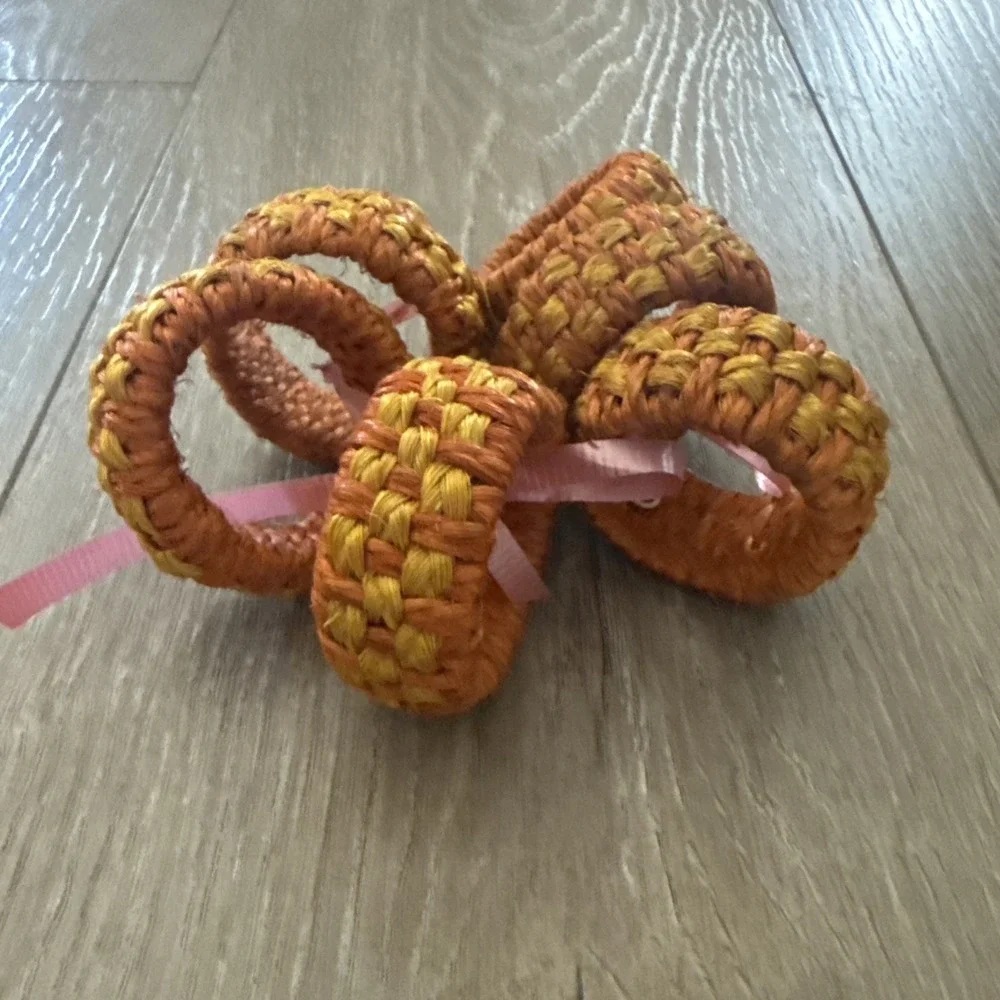 Vintage Woven Napkin Ring by‎ Paul Marshall Philipines Green Orange Yellow Retro